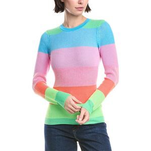 Wispr Womens Stripe Plaited Silk-Blend Sweater, Green